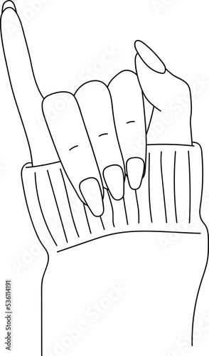 Woman Hand Nail Polished Line