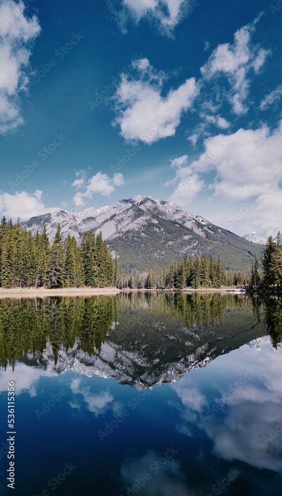reflection of mountain in Banff National Park reflection of mountain in Banff National Park
