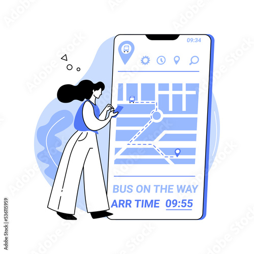 Smart bus app isolated cartoon vector illustrations.