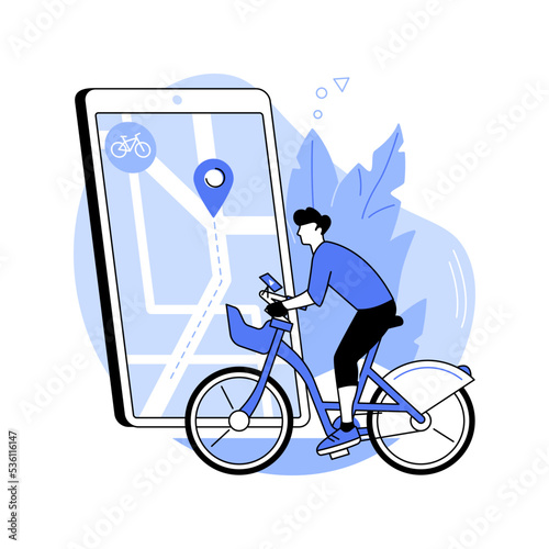 Smart bike navigation isolated cartoon vector illustrations.