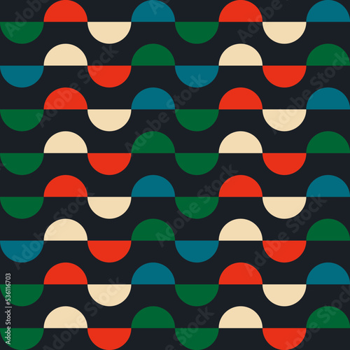 Retro groovy seamless pattern with semicircle in the style of the 70s and 60s. Vector illustration