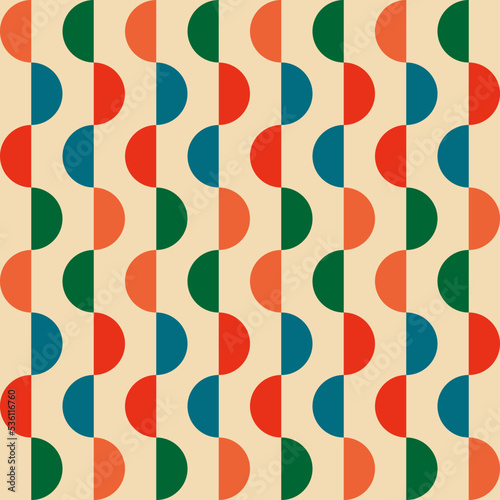 Retro groovy seamless pattern with semicircle in the style of the 70s and 60s. Vector illustration photo
