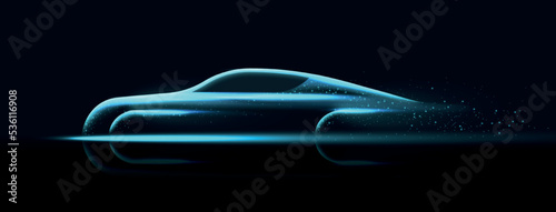 Futuristic blue neon car