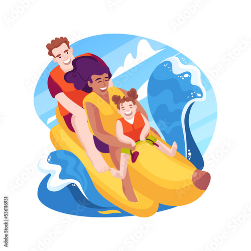 Banana boat isolated cartoon vector illustration.