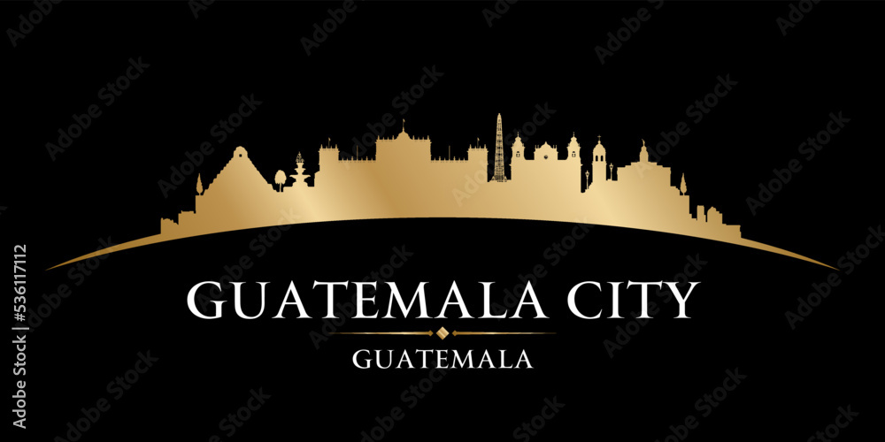 Guatemala city silhouette black background