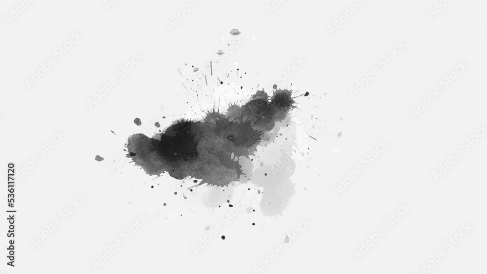 Ink splatters transition animation. Ink brush stroke. ink slow motion transition reveal. Ink splash. Abstract inkblot, splat, fluid art, overlay, alpha matte composition. ink spills onto white paper. Ink splatters transition animation. Ink brush stroke. ink slow motion transition reveal. Ink splash. Abstract inkblot, splat, fluid art, overlay, alpha matte composition. ink spills onto white paper.