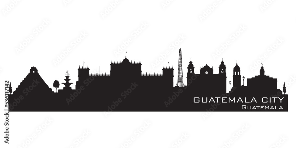 Guatemala city skyline vector silhouette