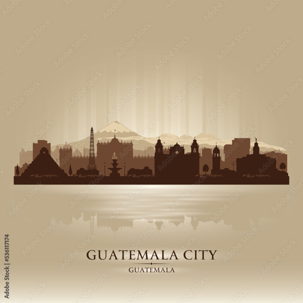 Guatemala city skyline vector silhouette