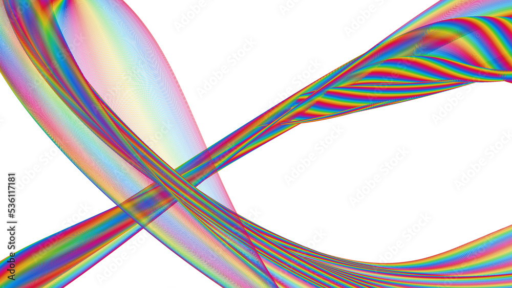 Isolated free flowing bright rainbow colors ribbon overlay Isolated free flowing bright rainbow colors ribbon overlay
