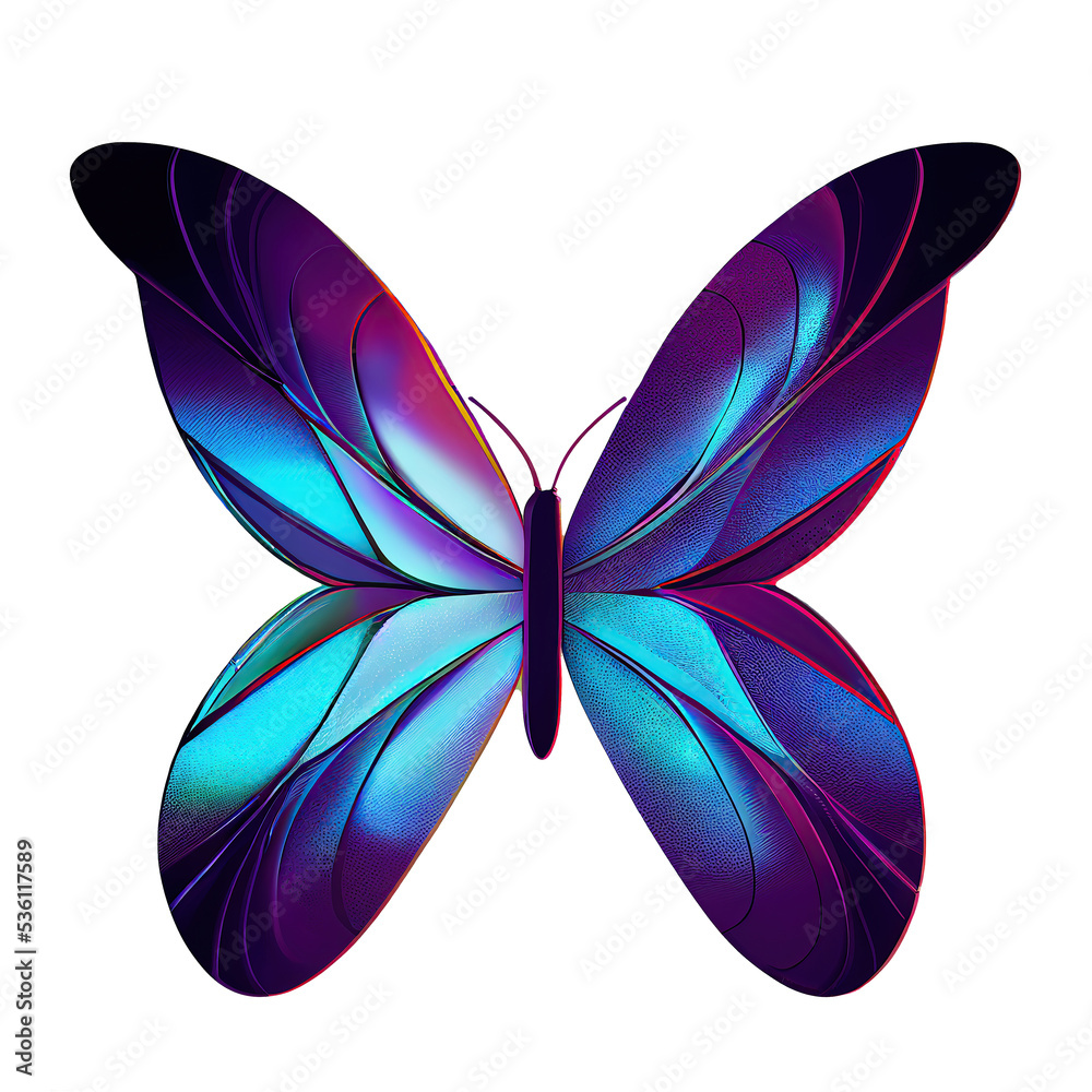 Blue and pink butterfly illustration isolated on white background Blue and pink butterfly illustration isolated on white background