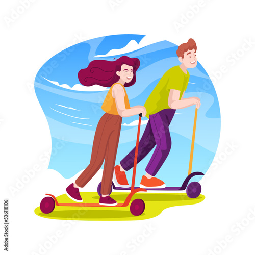 Electric scooter isolated cartoon vector illustration.