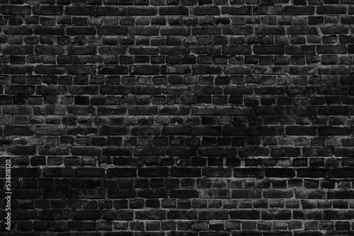 Fototapete old dark black brick wall