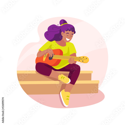 Learning to play music isolated cartoon vector illustration.