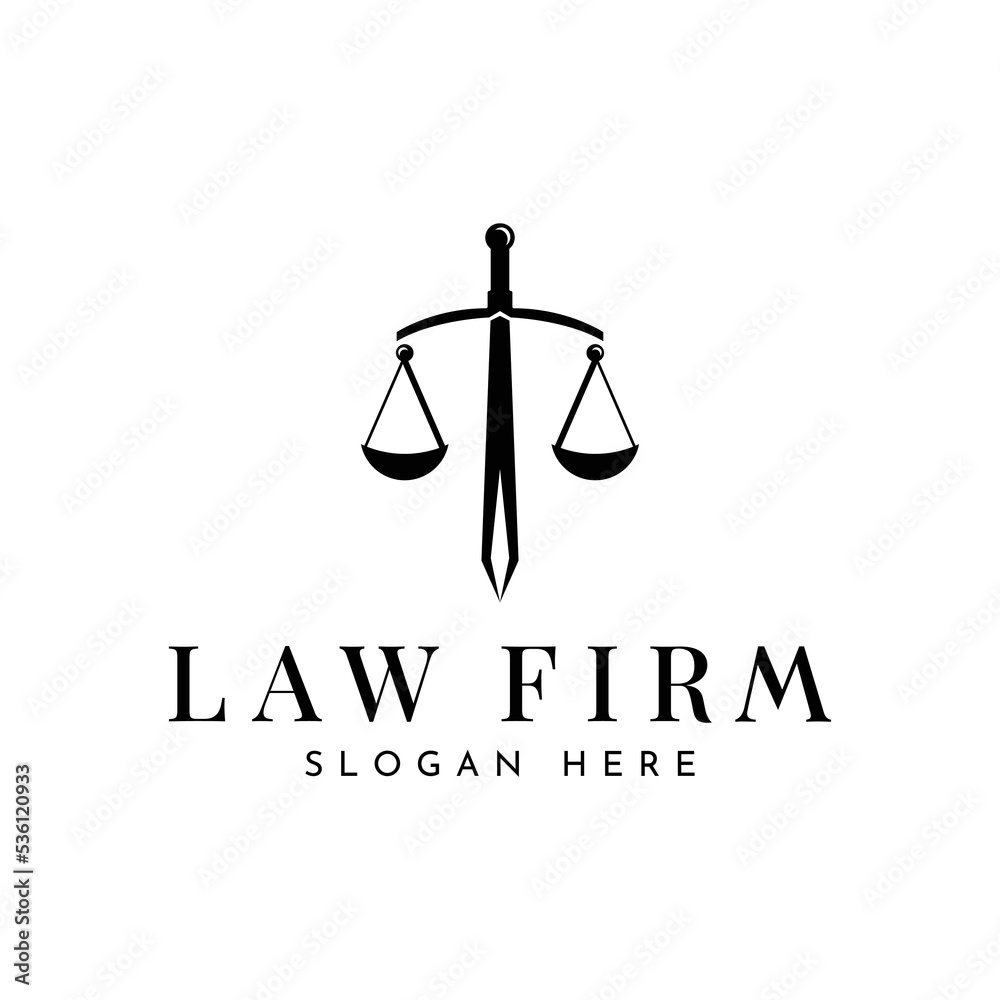 Simple and Minimalist Sword Blade with Scale for Attorney Justice Law Logo Design Vector logo Simple and Minimalist Sword Blade with Scale for Attorney Justice Law Logo Design Vector logo