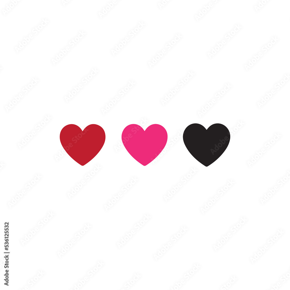 Collection of heart illustrations, Love symbol icon set, love symbol vector.
