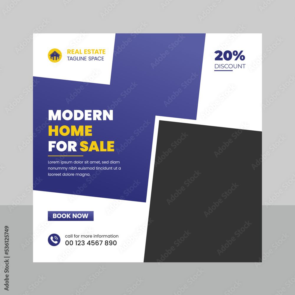 Real estate social media post and web banner template design