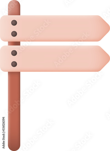 Wooden Signpost Isolated on Transparent Background. 3D illustration