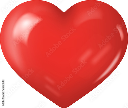 Red Heart Shape Isolated on Transparent Background. 3D illustration