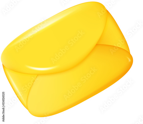 Cartoon Yellow Envelope Message Mail Isolated on Transparent Background. 3D illustration