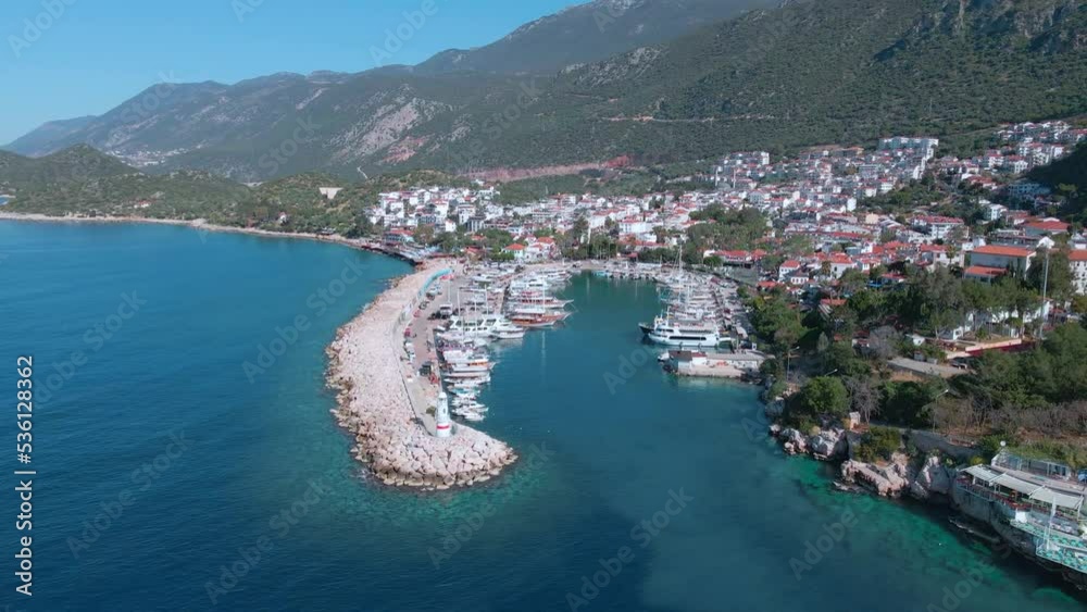 Amazing drone view of the landscape of the seaside resort, Turkey 4k Amazing drone view of the landscape of the seaside resort, Turkey 4k