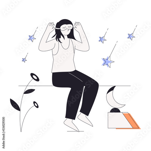 A linear character illustration of resting 