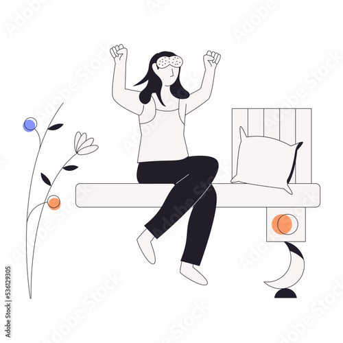 A linear character illustration of resting 