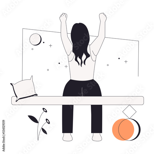 A linear character illustration of resting 