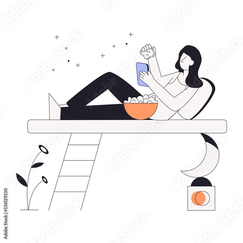 A linear character illustration of resting 
