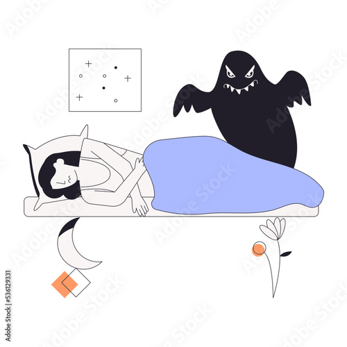 A linear character illustration of resting 