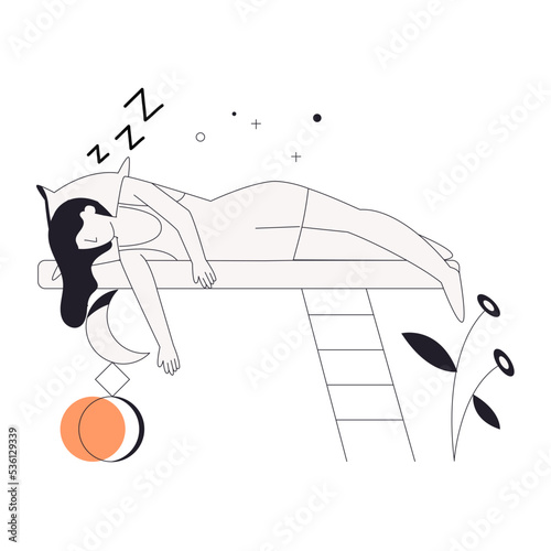 A linear character illustration of resting 