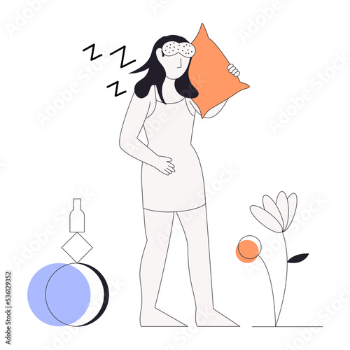 A linear character illustration of resting 