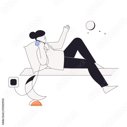 A linear character illustration of resting 