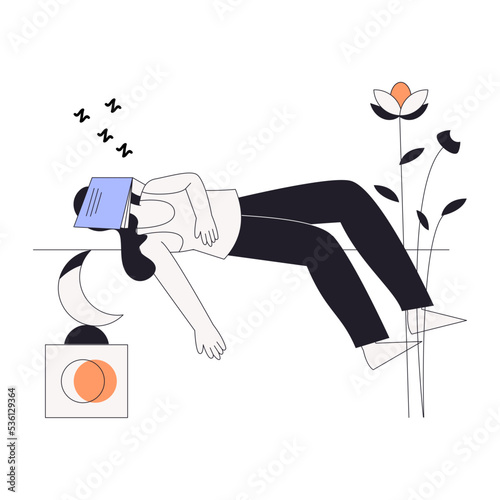 A linear character illustration of resting 