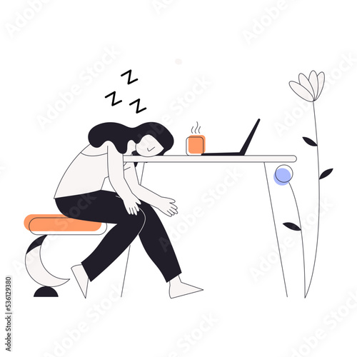 A linear character illustration of resting 