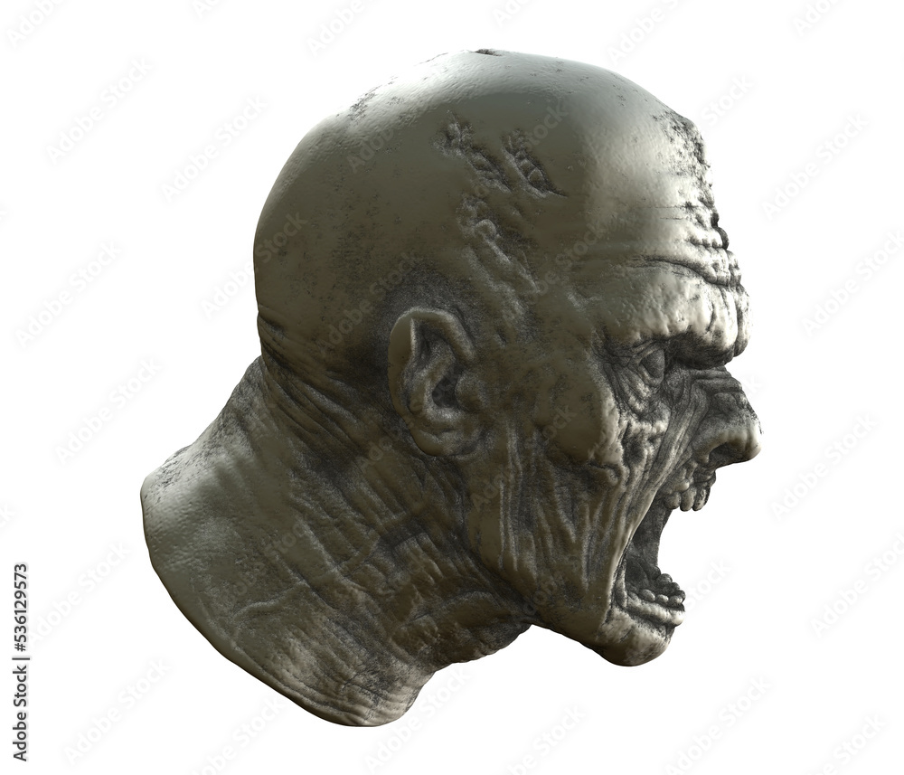 3D render of disfigured creepy yelling man isolated 3D render of disfigured creepy yelling man isolated