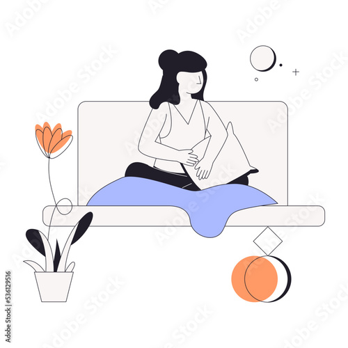A linear character illustration of resting 
