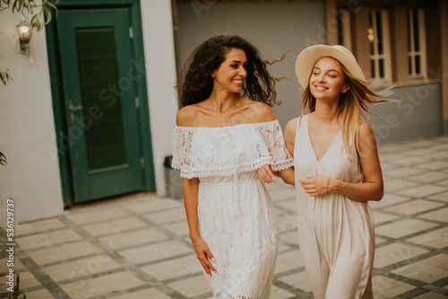 Pretty young women walking ...