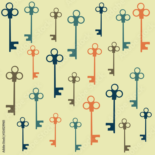 Vintage key seamless pattern in hand drawn style. Vector repeating backgrounds for summer fabric, decoration, wallpaper, backdrop, textile, ornament, and fashion design. © Azizah