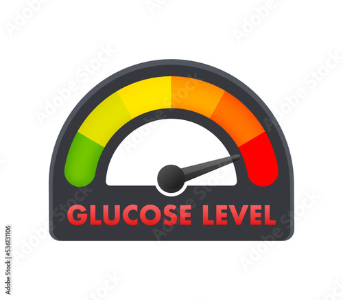 Blood glucose meter level test. Diabetes glucometer. Abstract concept graphic web banner element. Vector illustration.