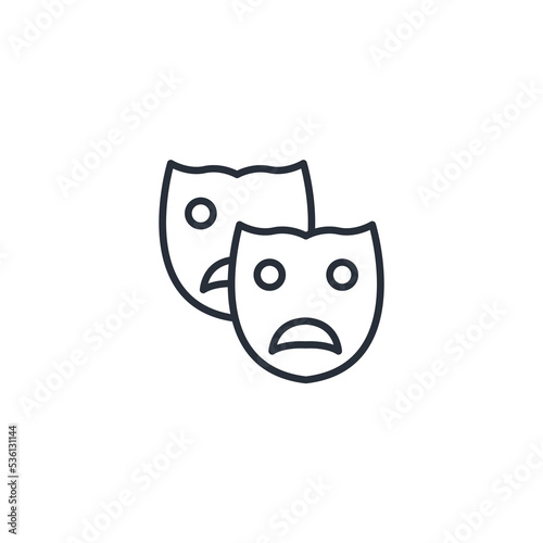drama masks thin line icons. Vector illustration isolated on white. Editable stroke.