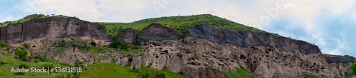 wide angle of Vardzia is a cave monastery site in southern Georgia