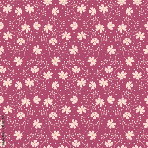 Seamless pattern. Vector floral design with cute wildflowers. Romantic abstract background.