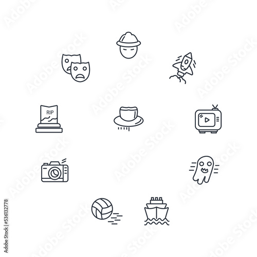 movie genres thin line icons. Vector illustration isolated on white. Editable stroke.
