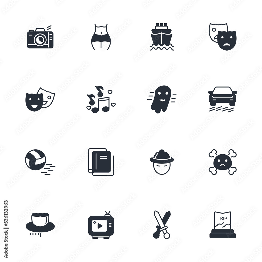 movie genres thin line icons. Vector illustration isolated on white. Editable stroke.
