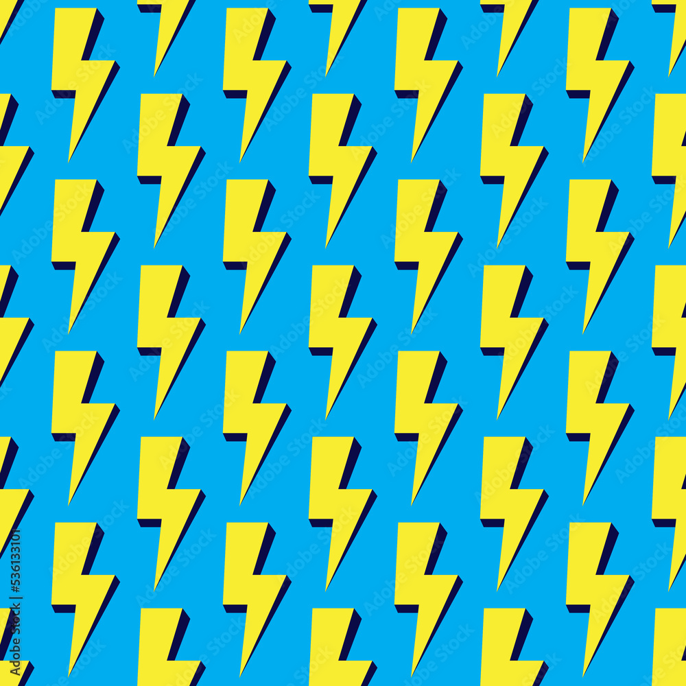 Electric lightning bolt seamless pattern. Vector background.