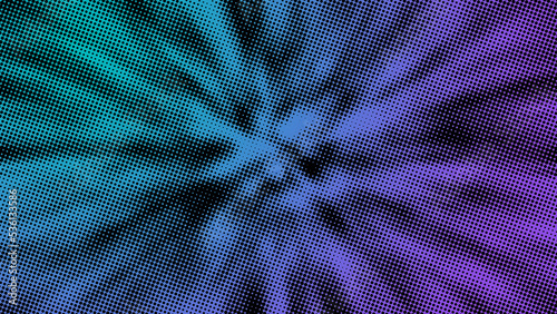 Abstract zoom halftone background. Color halftone zoom background. Gradient color halftone pattern. 