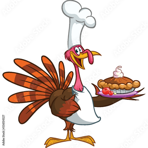 Cartoon happy cute thanksgiving turkey bird. Vector illustration isolated. Design for Thanksgiving Day photo