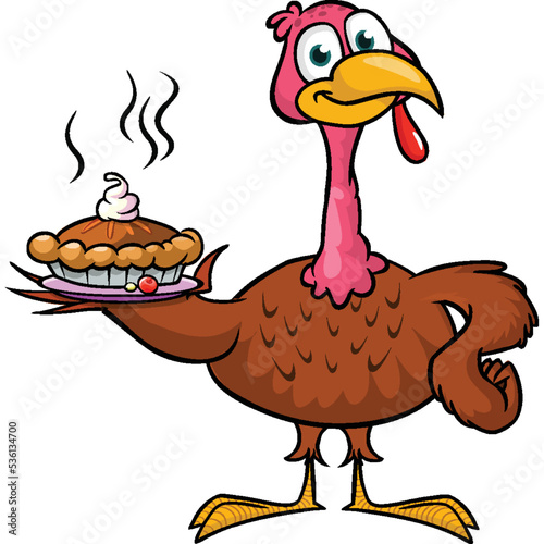 Cartoon happy cute thanksgiving turkey bird. Vector illustration isolated. Design for Thanksgiving Day