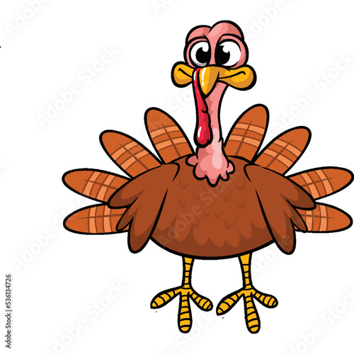 Cartoon happy cute thanksgiving turkey bird. Vector illustration isolated. Design for Thanksgiving Day