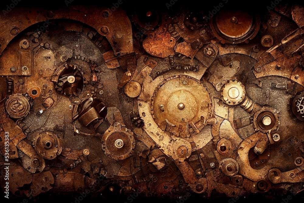 sci-fi steampunk machinery gear wall clockwork texture design Stock ...